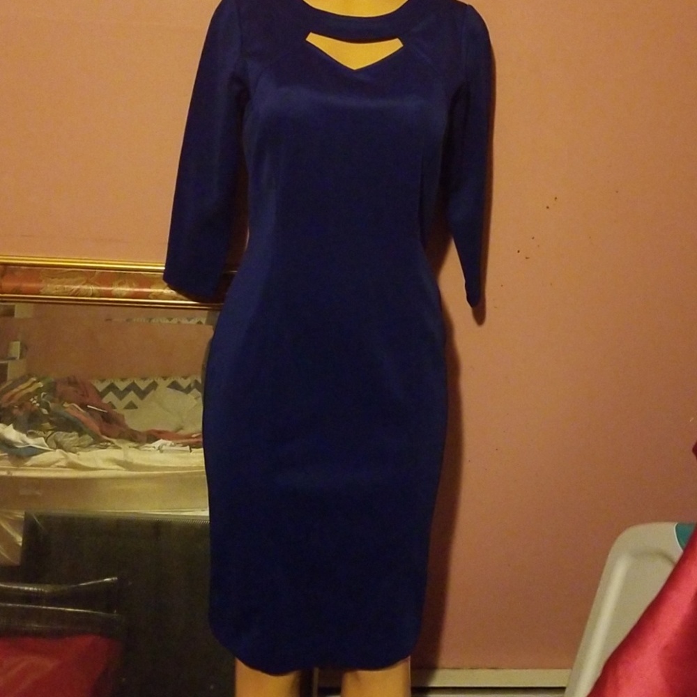 Blue evening cocktail dress